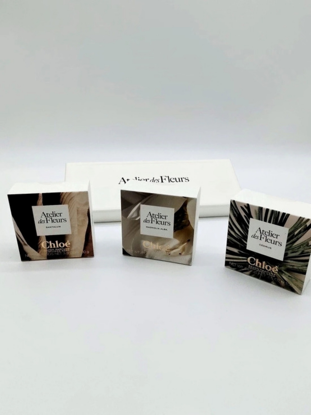 CHLOÉ Atelier des Fleurs 3 Soap Gift Set Cedrus Magnolia Alba Santalum NIB